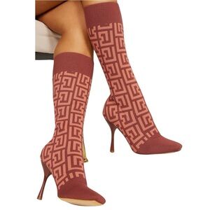 New In Box Leighton Printed Knit Heeled Boots, 9/10